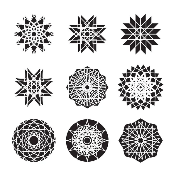 Símbolos geométricos circulares orientales — Vector de stock