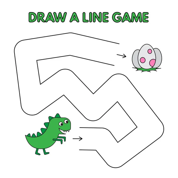 Desenho de dinossauro dos desenhos animados um jogo de linha para crianças — Vetor de Stock