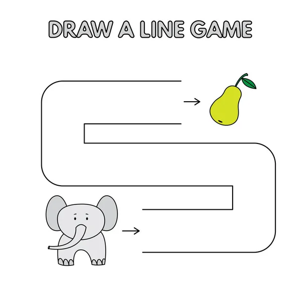 Elefante dei cartoni animati Disegna un gioco di linea per bambini — Vettoriale Stock