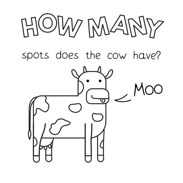 Мультфільм корова лічильник гра розмальовки — стоковий вектор