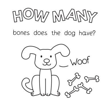 Çizgi Köpek Sayma Oyunu Renklendirme Kitabı