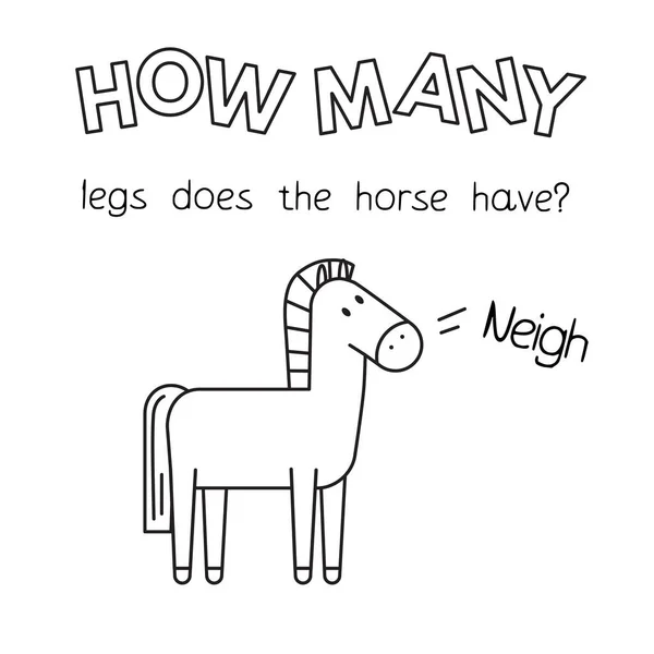 Kreslený kůň počítání hry omalovánky — Stockový vektor