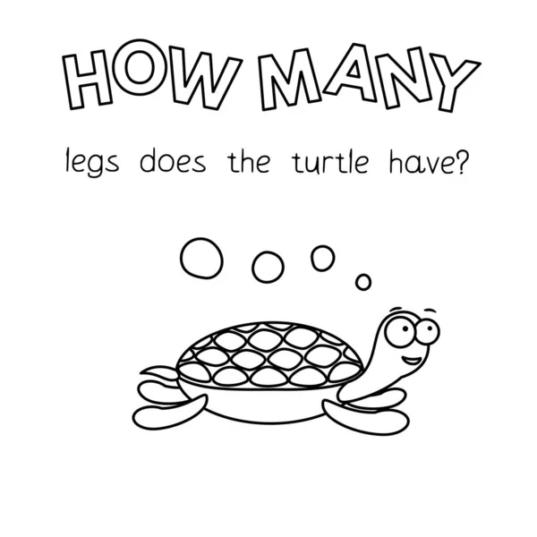 Cartoon Turtle Counting Game Kleurboek — Stockvector