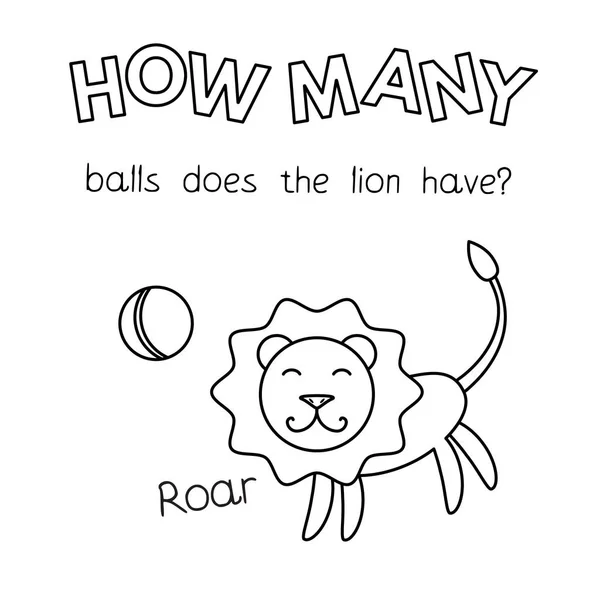 Cartoon Lion počítání hry omalovánky — Stockový vektor