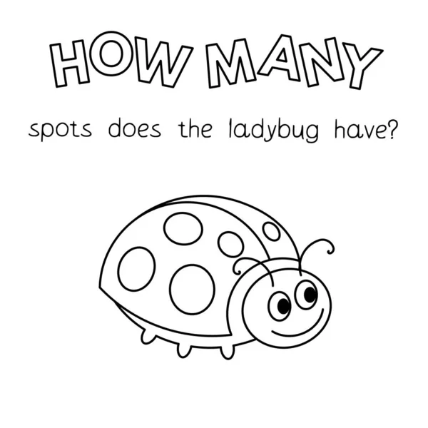 Cartoon Ladybug tellen spel kleuren boek — Stockvector