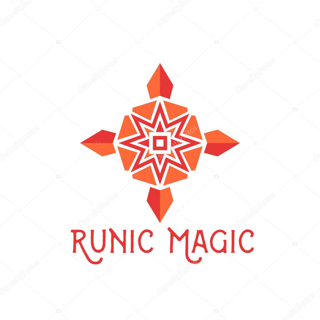Asian ornamental emblem. Oriental geometric logo template. Vector arabic circular mosaic symbol