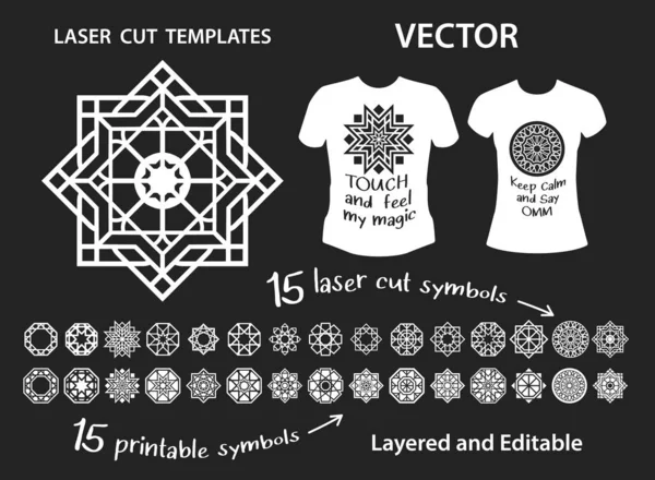 Geometrische symbolen voor lasersnijden en -printen — Stockvector