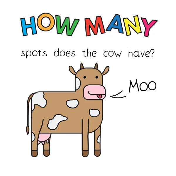 Jogo de contagem de vacas dos desenhos animados para crianças — Vetor de Stock
