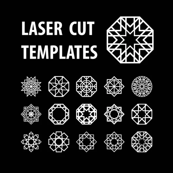 Geometriska symboler för laserskärning och laserutskrift — Stock vektor