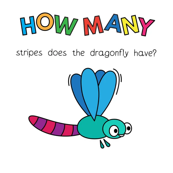 Cartoon Dragonfly Counting Game for Kids — Stockvector