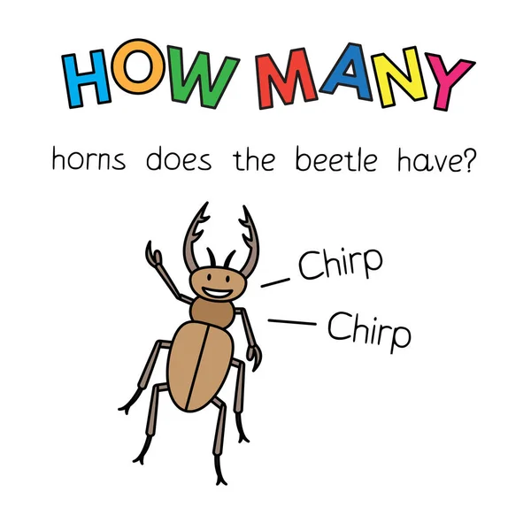 Cartoon Beetle Counting Game for Kids — Stock vektor