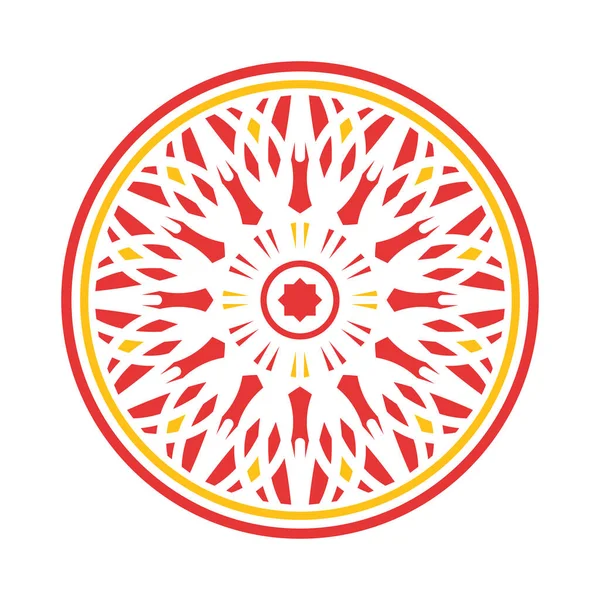 Red Mandala Vector Circular Emblem — Stockvektor