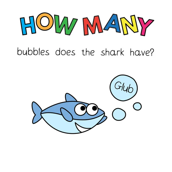 Kreslený žralok počítání hra pro děti — Stockový vektor