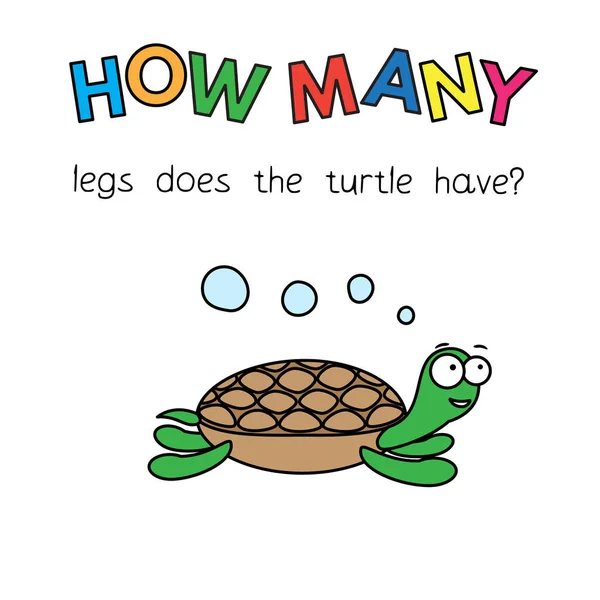 Γελοιογραφία Turtle Μετρώντας το παιχνίδι για παιδιά — Διανυσματικό Αρχείο