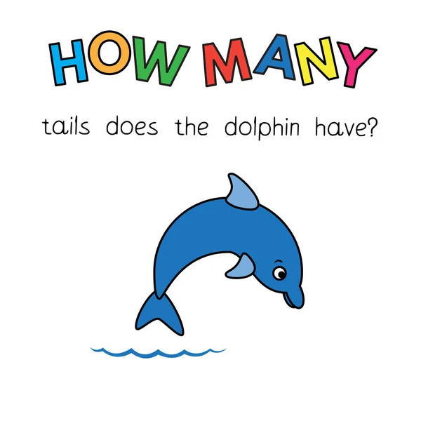 Tekenfilm Dolphin Counting Game voor kinderen — Stockvector