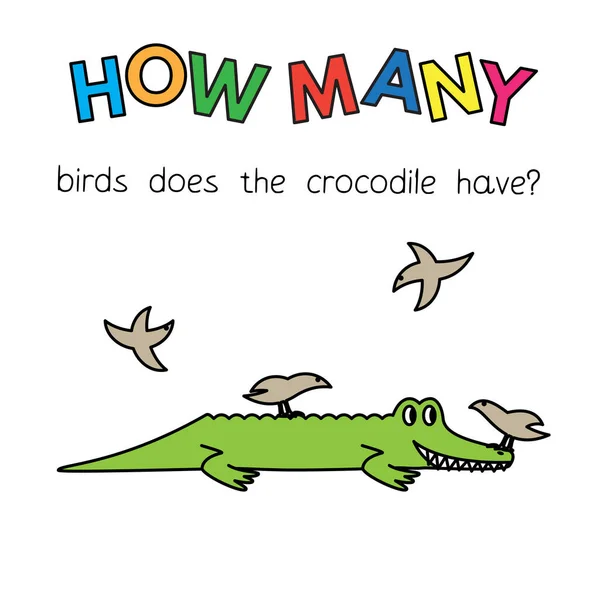 Jeu de comptage de crocodiles de bande dessinée pour enfants — Image vectorielle