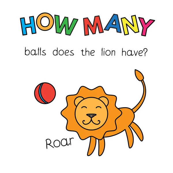 Kreslený lev počítání hra pro děti — Stockový vektor