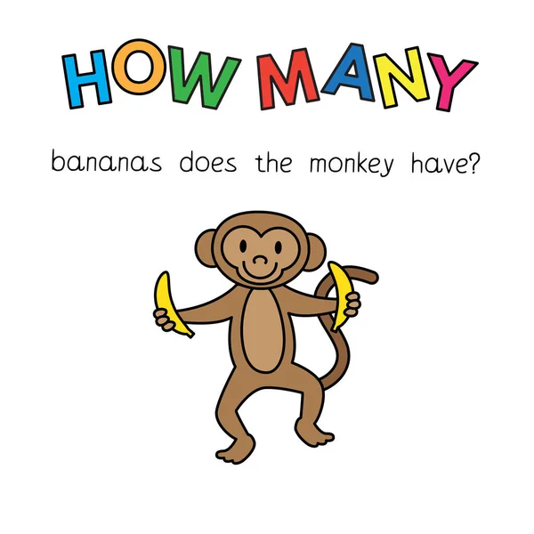 Κινούμενα σχέδια μαϊμού μέτρηση παιχνίδι για τα παιδιά — Διανυσματικό Αρχείο