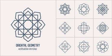 Vektör Asya doğrusal geometrik simgeler