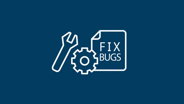 Bugs-Icon mit Schraubenschlüssel und Zahnrad reparieren — Stockvektor