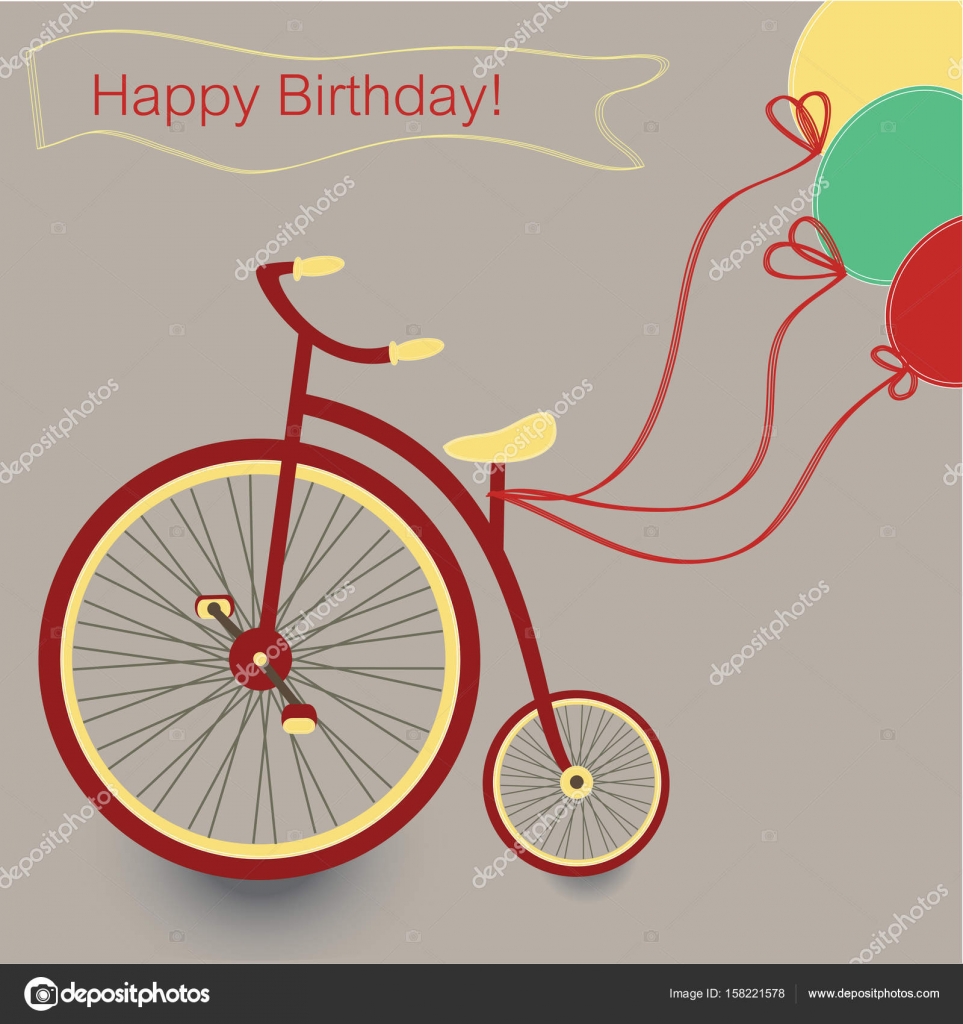 Download Retro Bicycle With Balloons Vector Image By C Kirilllka Vector Stock 158221578