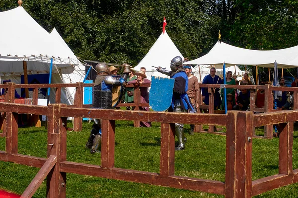 Un torneo di cavalieri medievali — Foto Stock