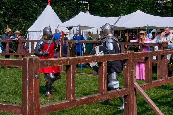 Un torneo di cavalieri medievali — Foto Stock