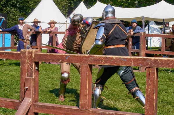 Un torneo di cavalieri medievali — Foto Stock