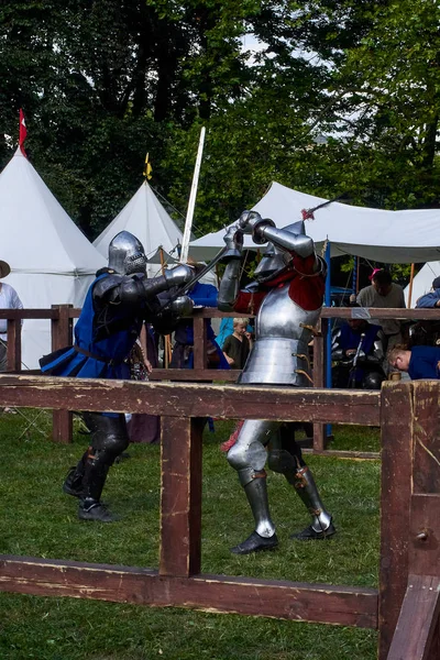 Un torneo di cavalieri medievali — Foto Stock