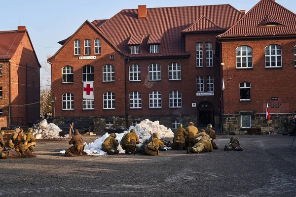 Återuppbyggnaden av tragedin i Miechowicka — Stockfoto