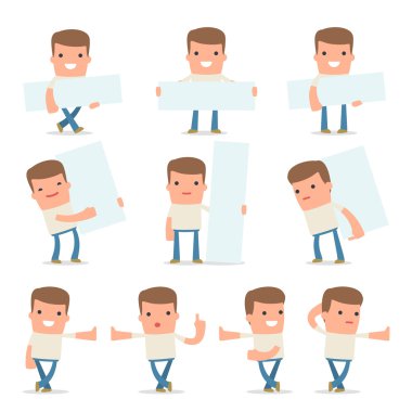 Akıllı ve Komik Karakter Müşteri Seti wal karşı eğildi