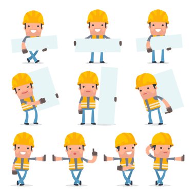 Akıllı ve komik karakter beceriksiz Builder agai eğildi