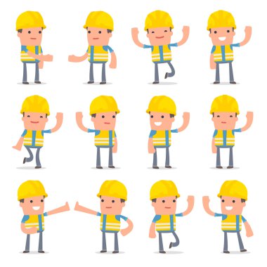 Set of Funny and Cheerful Character Smart Builder welcomes poses clipart