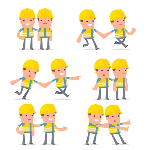 Set of  Good and Careful Character Smart Builder in helps poses — Stock Vector