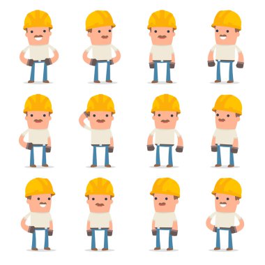 Mutlu ve neşeli karakter rahat duran el işleri ustası