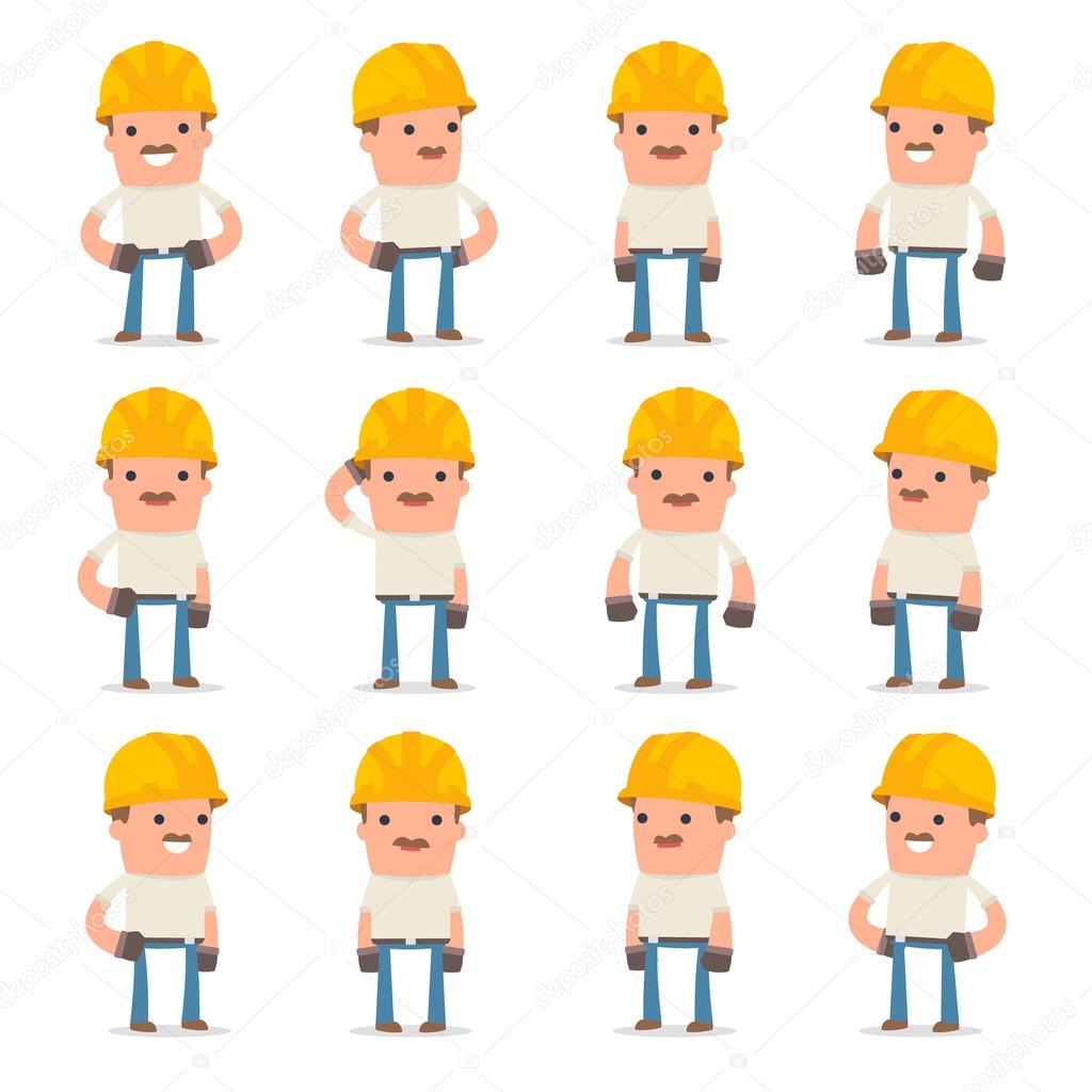 Set of Happy and Cheerful Character Handyman standing in relaxed