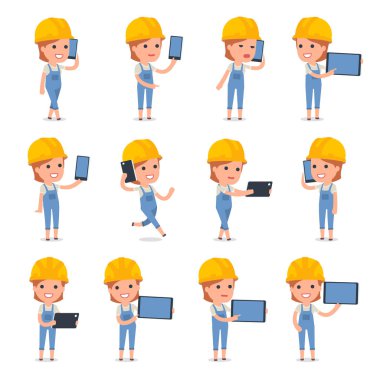 Tasarımında kullanmak için yapım tanıtımı builder kız
