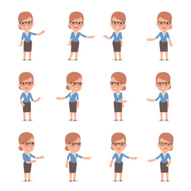 Öğretmen kız karakter tasarımında kullanarak için sunu yapma