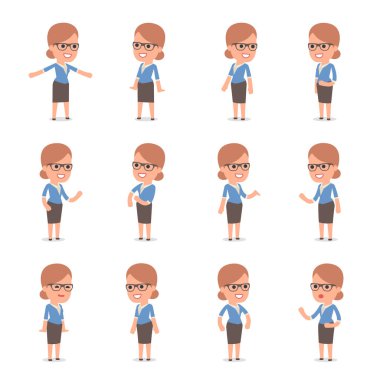 Öğretmen kız karakter tasarımında kullanarak için sunu yapma