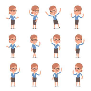 Öğretmen kız karakter tasarımında kullanarak için sunu yapma