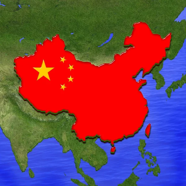 Çin'in 3D harita Çin bayrağı renklerde boyanmış. Stilize jöleli pasta resmi