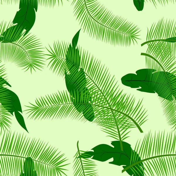 Lato Świeże Wzór Różnych Palm Pozostawia Odcieniach Zieleni Ilustracja Kreatywnych — Wektor stockowy