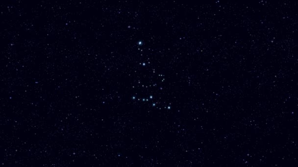 Созвездие Эридана Постепенно Увеличивающееся Вращающееся Изображение Звездами Контурами Образовательное Видео — стоковое видео