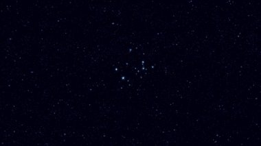 Canis Major (Büyük Köpek) takımyıldızı, yıldızlarla ve ana hatlarla kademeli olarak dönen görüntü, 4k eğitici video 
