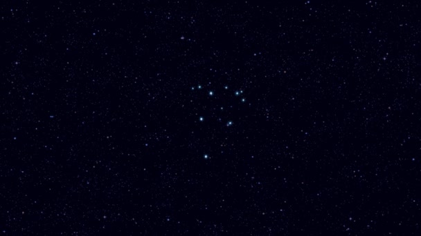 Constelación Cepheus Acercando Gradualmente Imagen Giratoria Con Estrellas Contornos Vídeo — Vídeo de stock