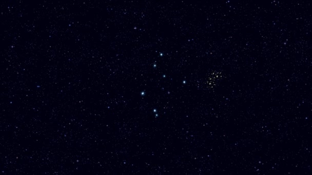 Corvus Raven Constellation Gradually Zooming Rotating Image Stars Outlines Educational — 图库视频影像