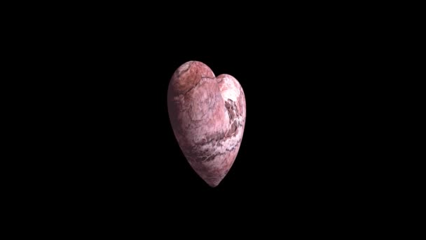 Elegante Corazón Mármol Rosa Girando Espacio Oscuro Imágenes Glamour Del — Vídeo de stock