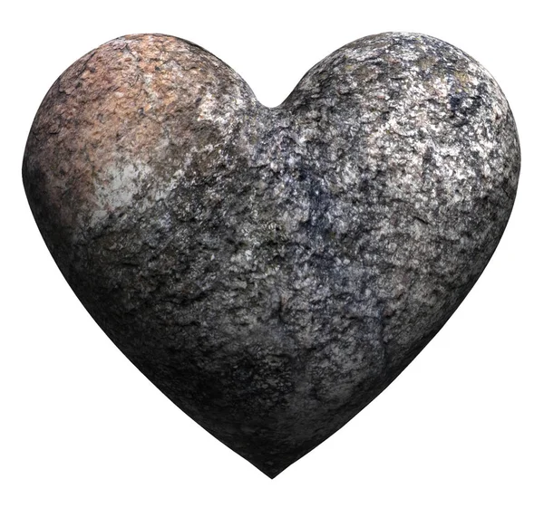 Stylish Rendered Granite Heart Isolated White Background Valentine Day Illustration — Stock Photo, Image