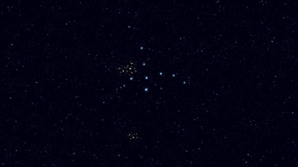 Konstelacja Cygnusa Łabędzia Stopniowo Powiększająca Obracający Się Obraz Gwiazdami Konturami — Wideo stockowe