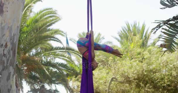 Atractiva bailarina acrobática deportiva — Vídeos de Stock